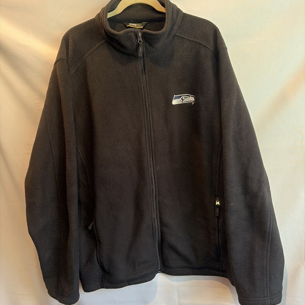 Seattle Seahawks Fleece Jacket Mens XXL Black Full Zip Pockets NFL Football
